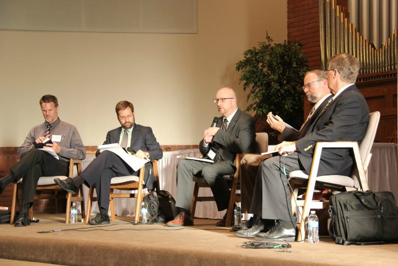 From l to r:  Dr. Ted Van Raalte, Dr. Jason Van Vliet, Rev. John Bouwers, Dr. Cornel Venema, Dr. Bob Godfrey.