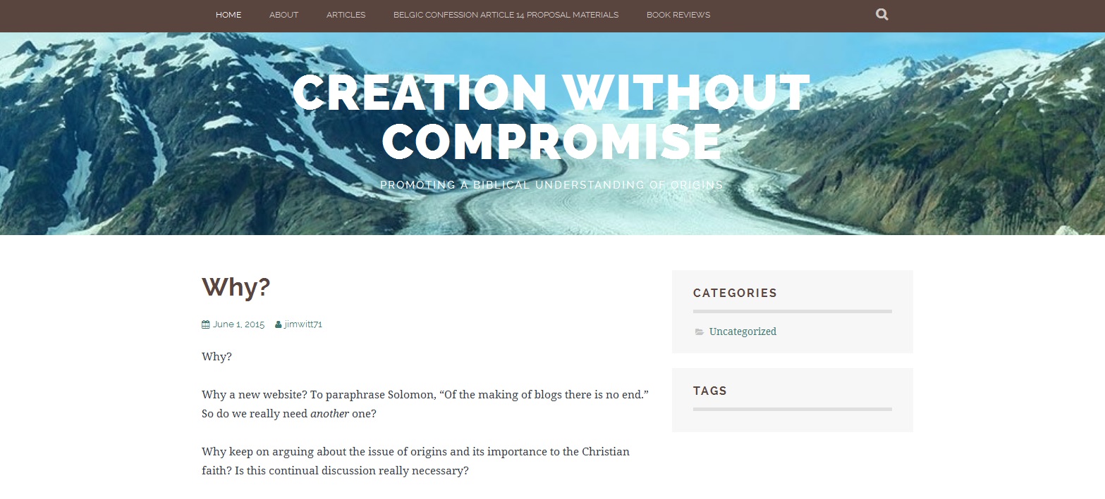 Creation Without Compromise Homepage